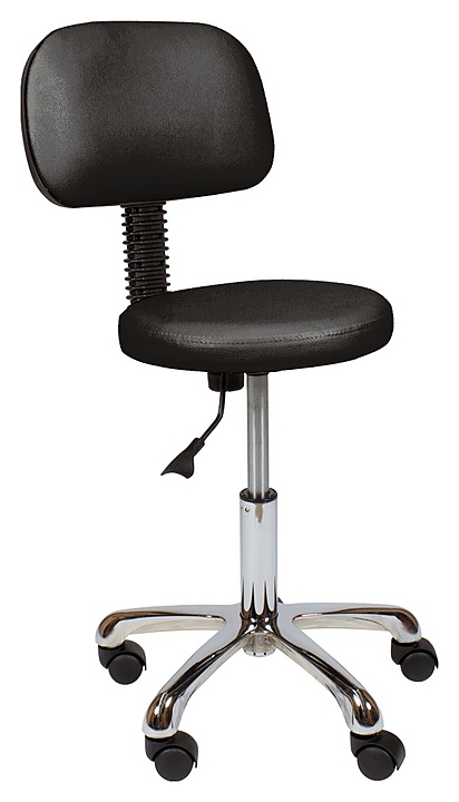 Стул мастера МЭДИСОН АСТЕК низкий со спинкой на хромированном пятилучье, черный матовый