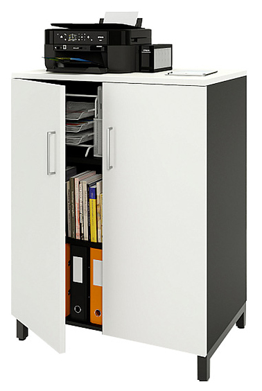 Шкаф для документов ZAMM 3 полки, 2 двери МК 600 90х60х120 см фасад белый, корпус черный