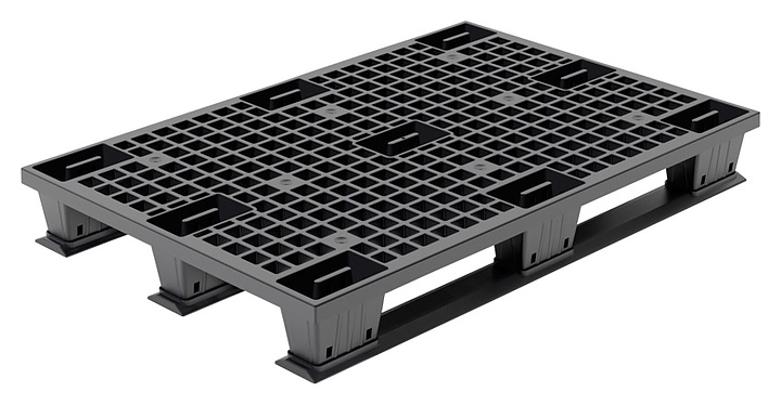 Паллет ТАРА.РУ TR 1208 LPS ВС (перфорированный на 3 полозьях) черный